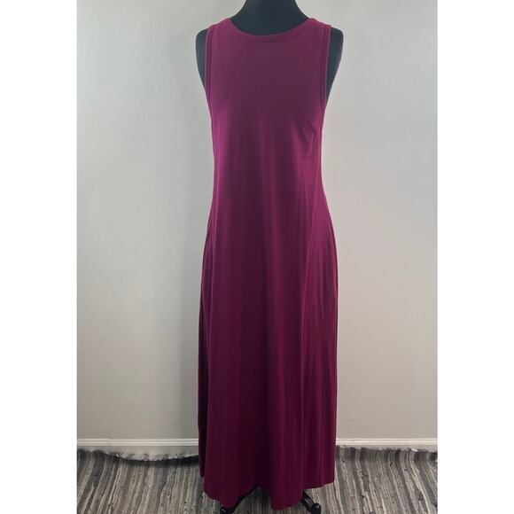 Soft Surroundings Burgundy Tank Maxi Dress Scoop Neck Pullover Size Medium M - Picture 5 of 8